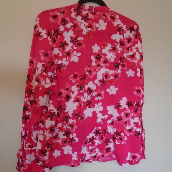 CALVIN KLEIN FLORAL PATTERN LONG SLEEVED LADIES BLOUSE SIZE MED - Picture 2 of 5